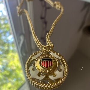 Elegant Gold and Red Pendant Necklace